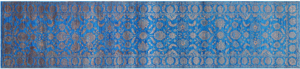 Runner Persian Tabriz Hand Knotted Wool & Silk Rug - Manhattan Rugs