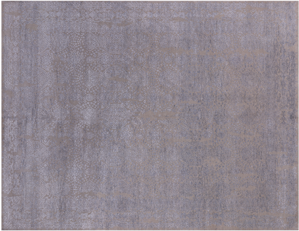 SUPER SALE Wool & Silk Modern Hand Knotted Rug 7' 10" X 10' 2" - Q21622