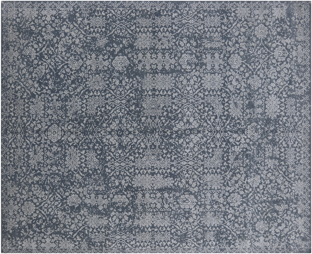 Grey Handmade Persian Tabriz Wool & Silk Rug 8' 0" X 10' 0" - Q21641