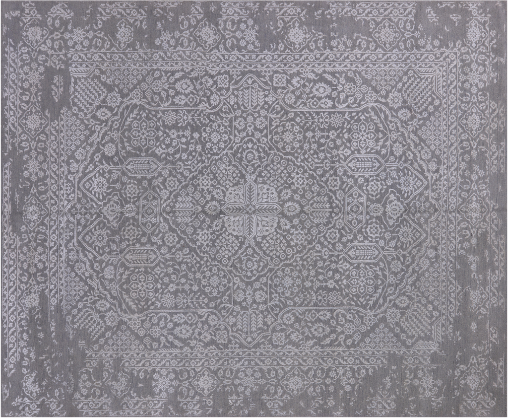 Grey Persian Tabriz Handmade Wool & Silk Rug 8' 1" X 10' 0" - Q21642