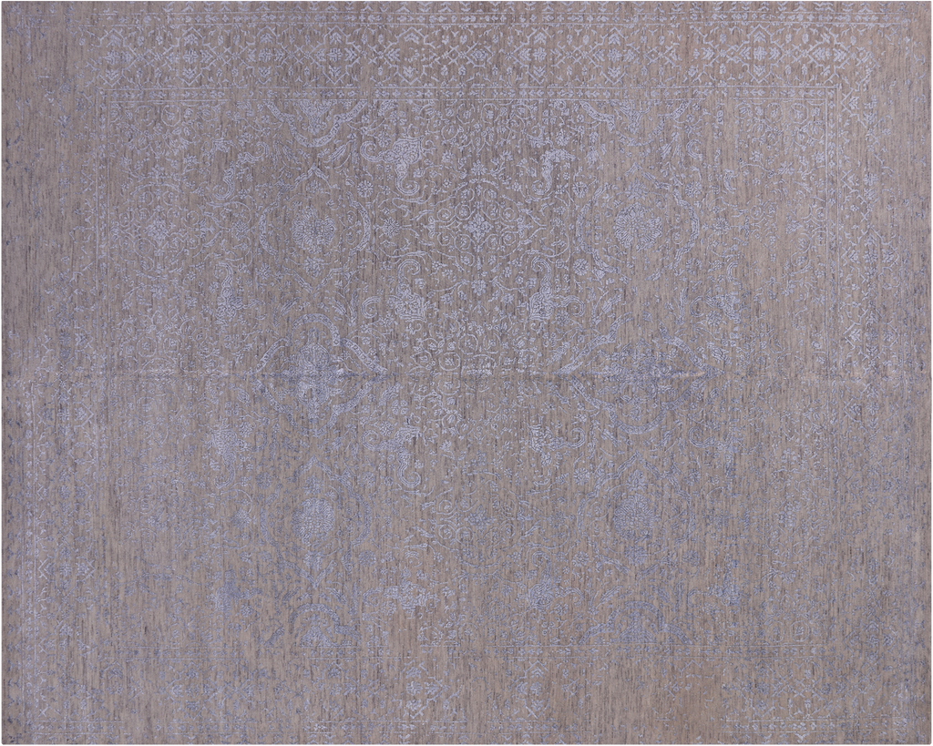 Grey Hand-Knotted Persian Tabriz Wool & Silk Rug 7' 11" X 9' 10" - Q21657