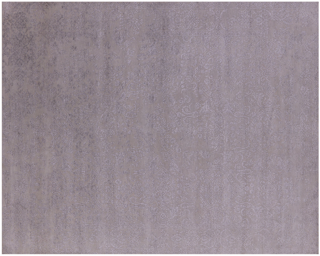 7' 11" X 9' 10" Persian Tabriz Hand Knotted Wool & Silk Rug - Q21667