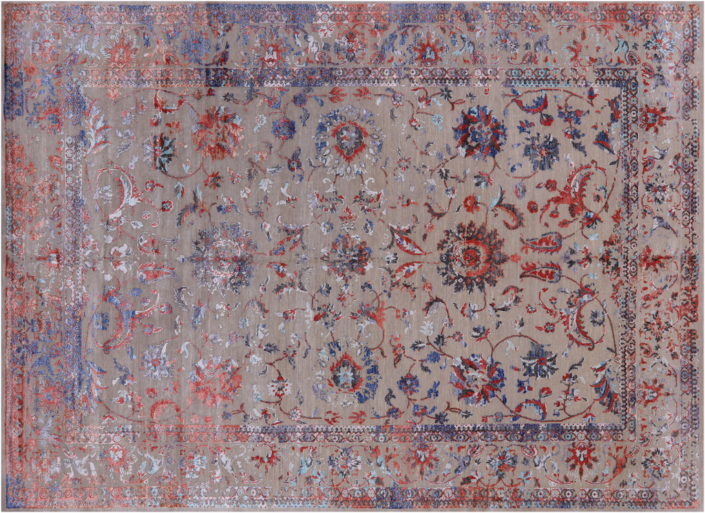 7' 11" X 11' 1" Persian Tabriz Wool & Silk Hand-Knotted Rug - Q21671
