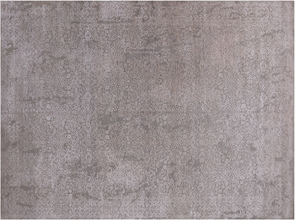 SUPER SALE 8' 11" X 11' 10" Wool & Silk Modern Hand Knotted Rug - Q21676