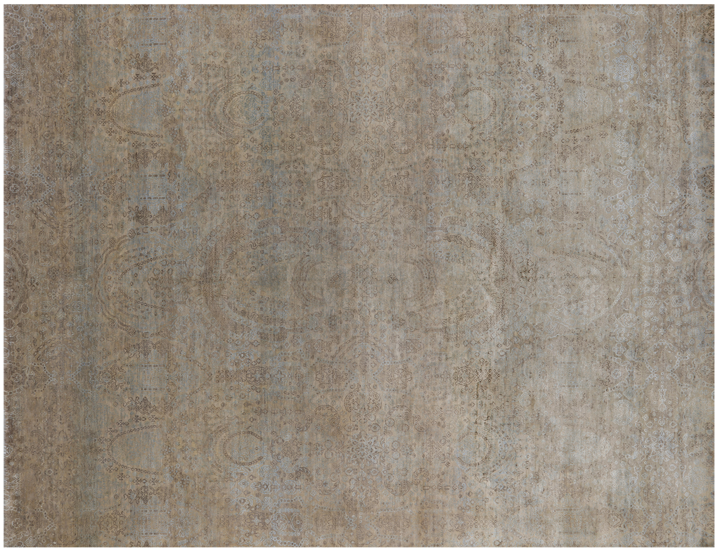 SUPER SALE Wool & Silk Modern Hand Knotted Rug 9' 0" X 11' 8" - Q21690