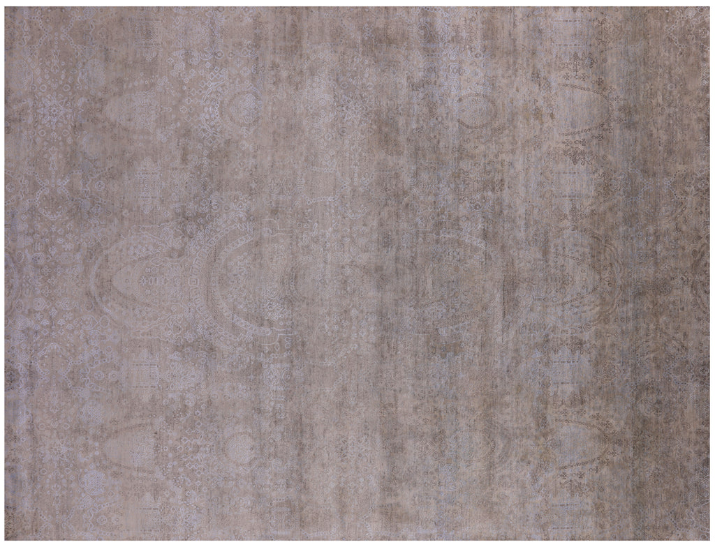 Wool & Silk Modern Hand Knotted Rug 9' 0" X 11' 8" - Q21690