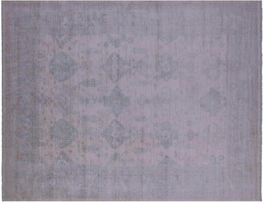 Ivory Turkish Oushak Washed Out Hand Knotted Rug 9' 1" X 11' 9" - Q21990