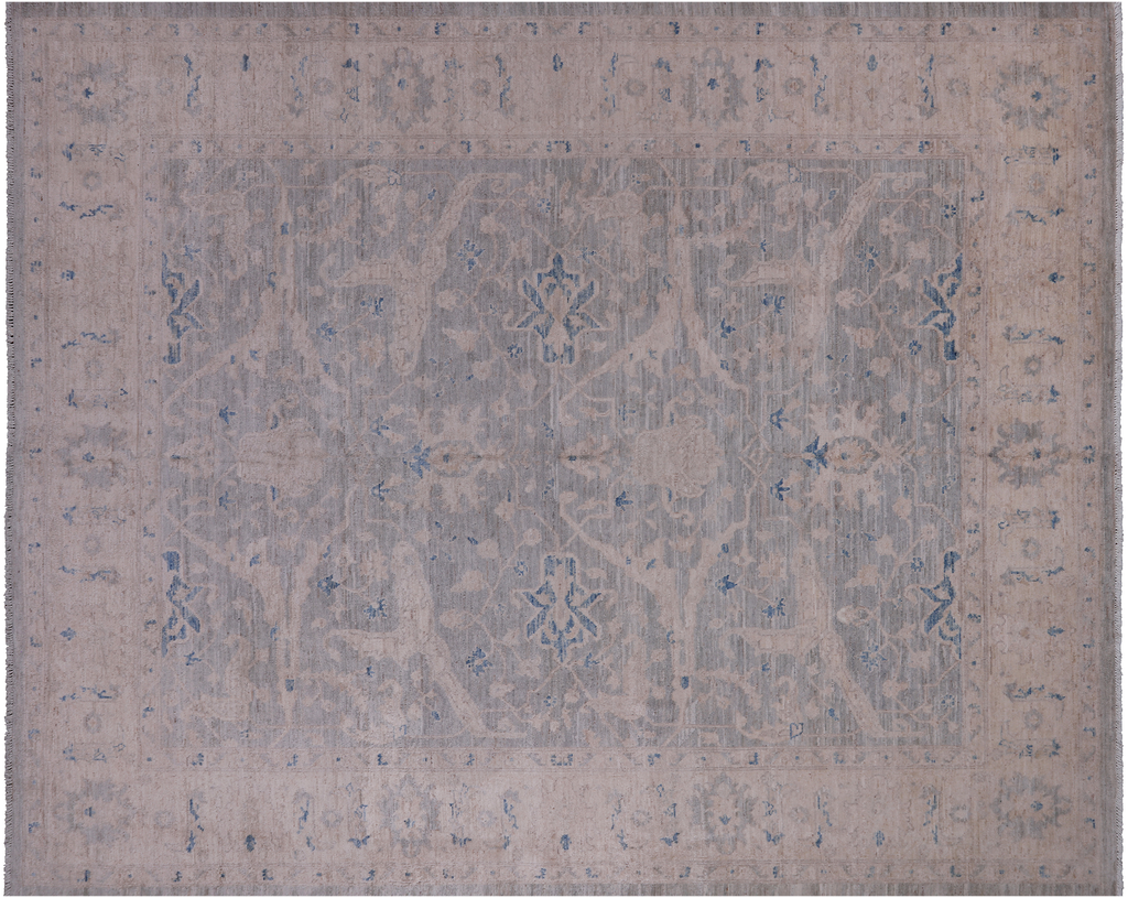 Silver Turkish Oushak Washed Out Handmade Wool Rug 8' 0" X 9' 10" - Q21993