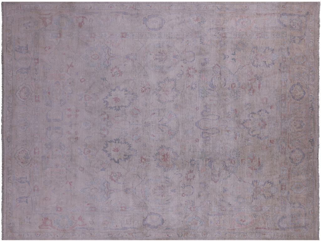Ivory 8' 11" X 11' 11" Turkish Oushak Washed Out Handmade Wool Rug - Q21995