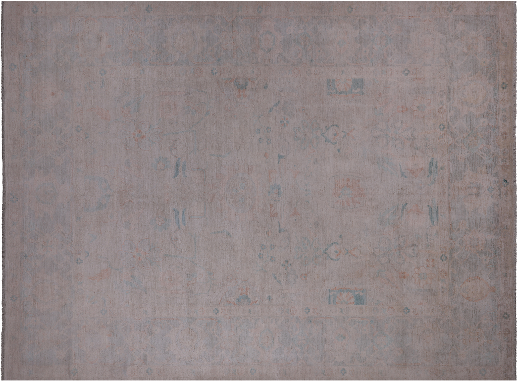 Ivory Washed Out Turkish Oushak Handmade Wool Rug 8' 11" X 12' 0" - Q22002