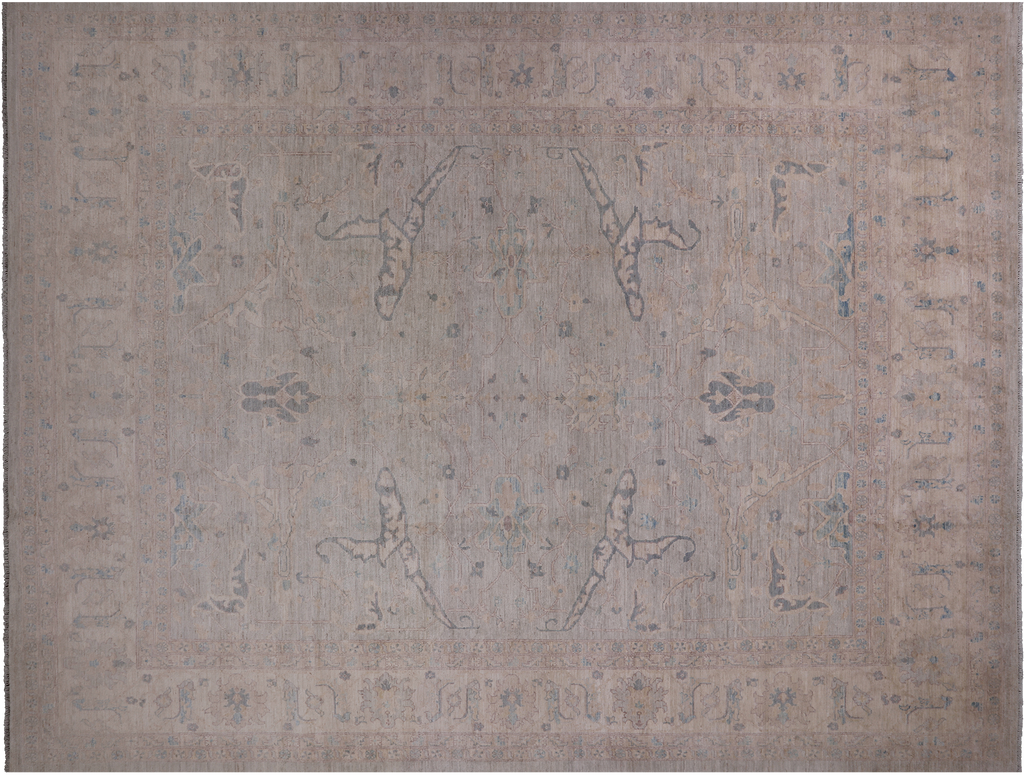 Grey Turkish Oushak Washed Out Handmade Wool Rug 11' 4" X 14' 8" - Q22009