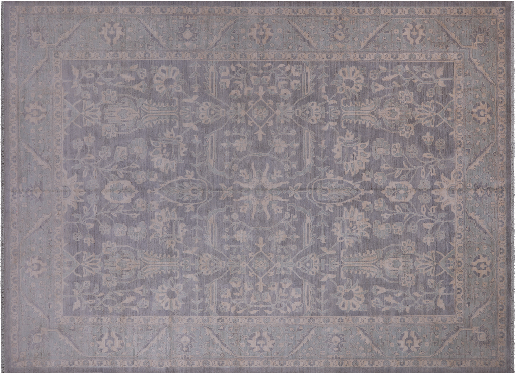 Grey Handmade Turkish Oushak Washed Out Wool Rug 9' 0" X 12' 1" - Q22014