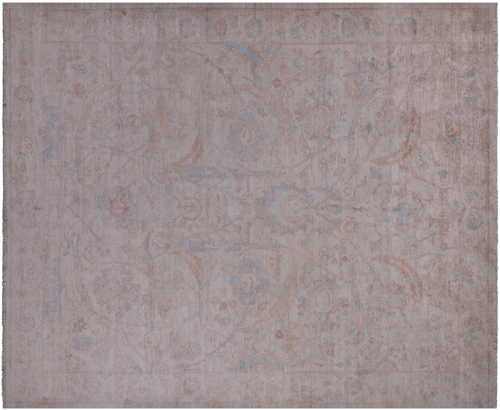 Ivory 7' 9" X 9' 6" Turkish Oushak Washed Out Handmade Wool Rug - Q22026