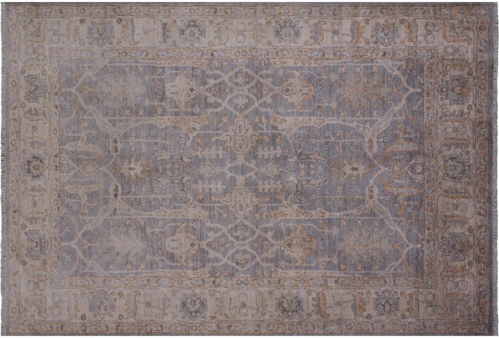 Silver 4' 0" X 5' 9" Turkish Oushak Washed Out Handmade Rug - Q22075