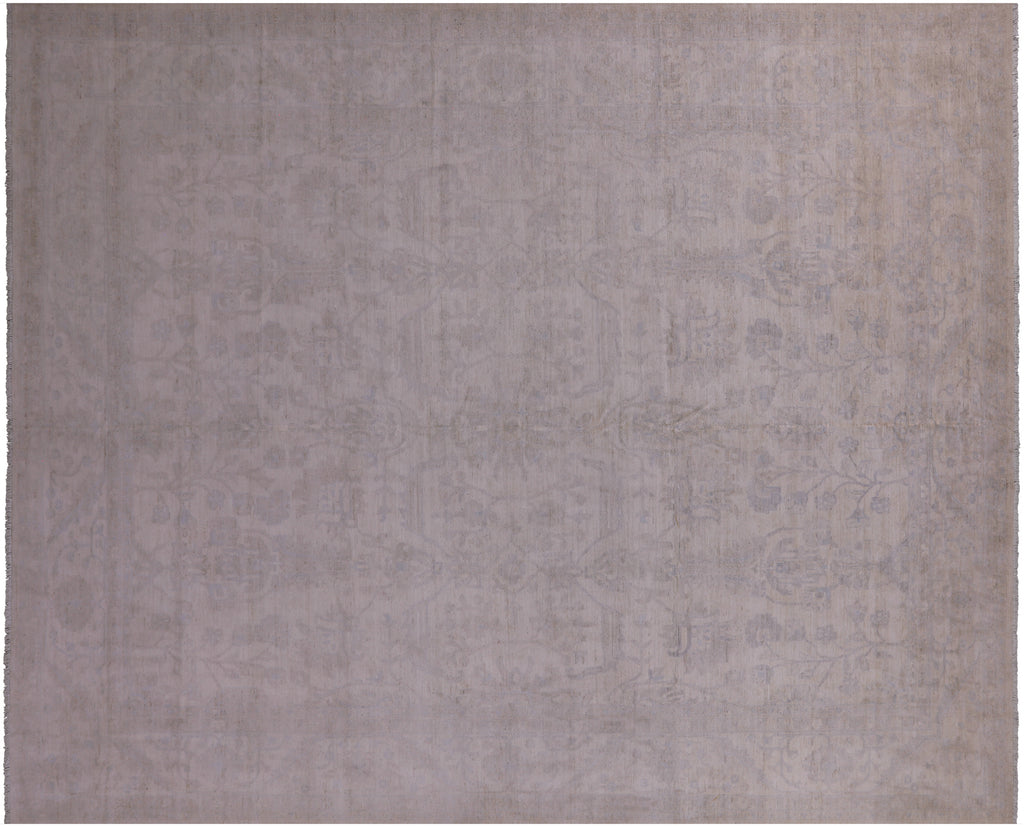 Ivory 12' 2" X 15' 5" Washed Out Turkish Oushak Handmade Rug - Q22093
