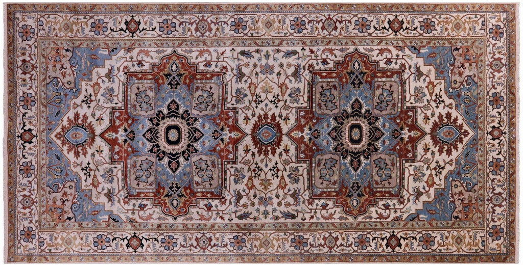 Ivory Persian Heriz Serapi Handmade Wool Rug - Manhattan Rugs
