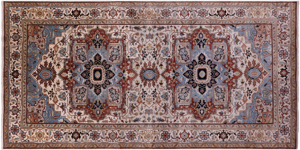 Ivory Persian Heriz Serapi Hand-Knotted Wool Rug - Manhattan Rugs