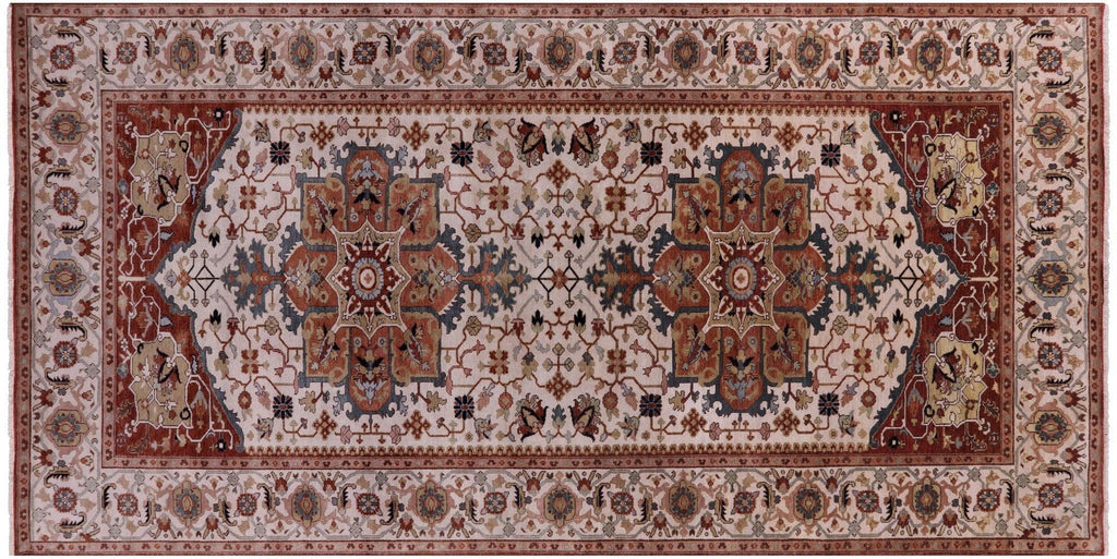 Ivory Persian Heriz Serapi Hand Knotted Rug - Manhattan Rugs