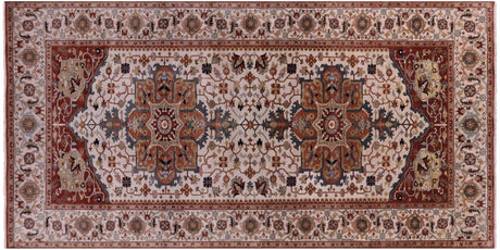 Ivory Persian Heriz Serapi Hand Knotted Rug - Manhattan Rugs