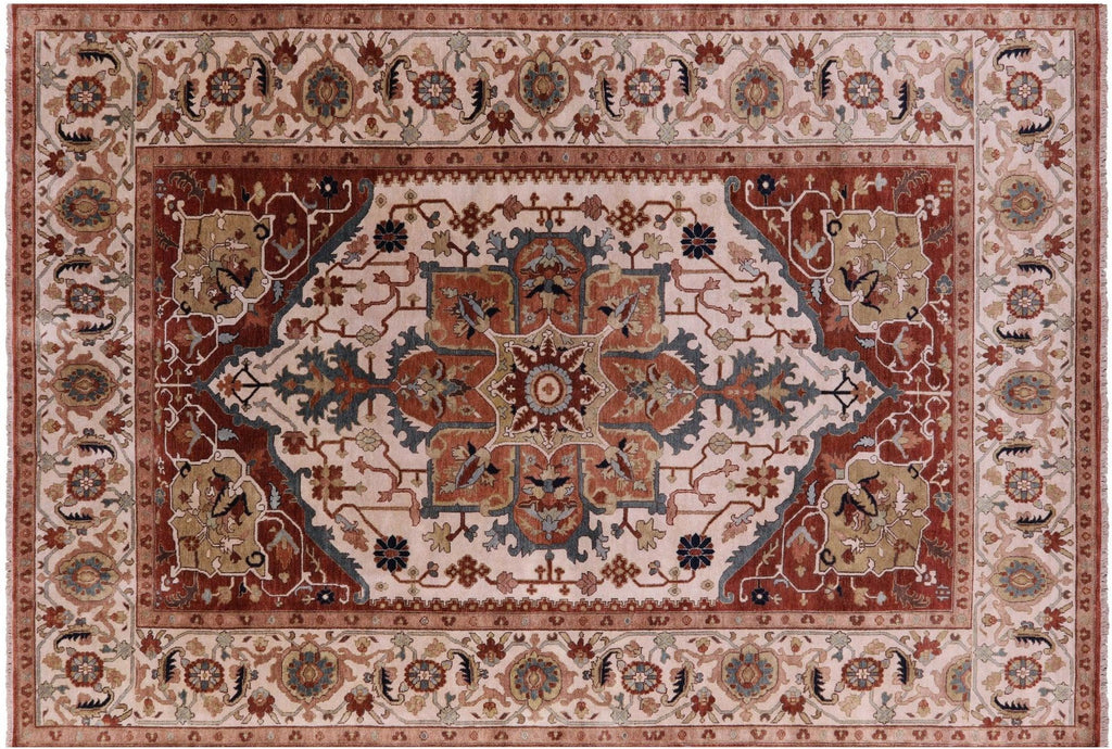 Ivory Handmade Persian Heriz Serapi Wool Rug - Manhattan Rugs