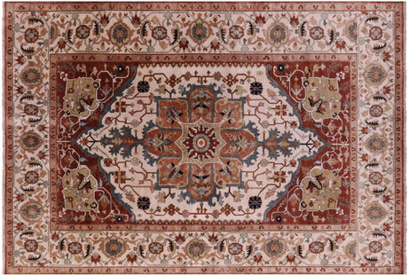 Ivory Handmade Persian Heriz Serapi Wool Rug - Manhattan Rugs
