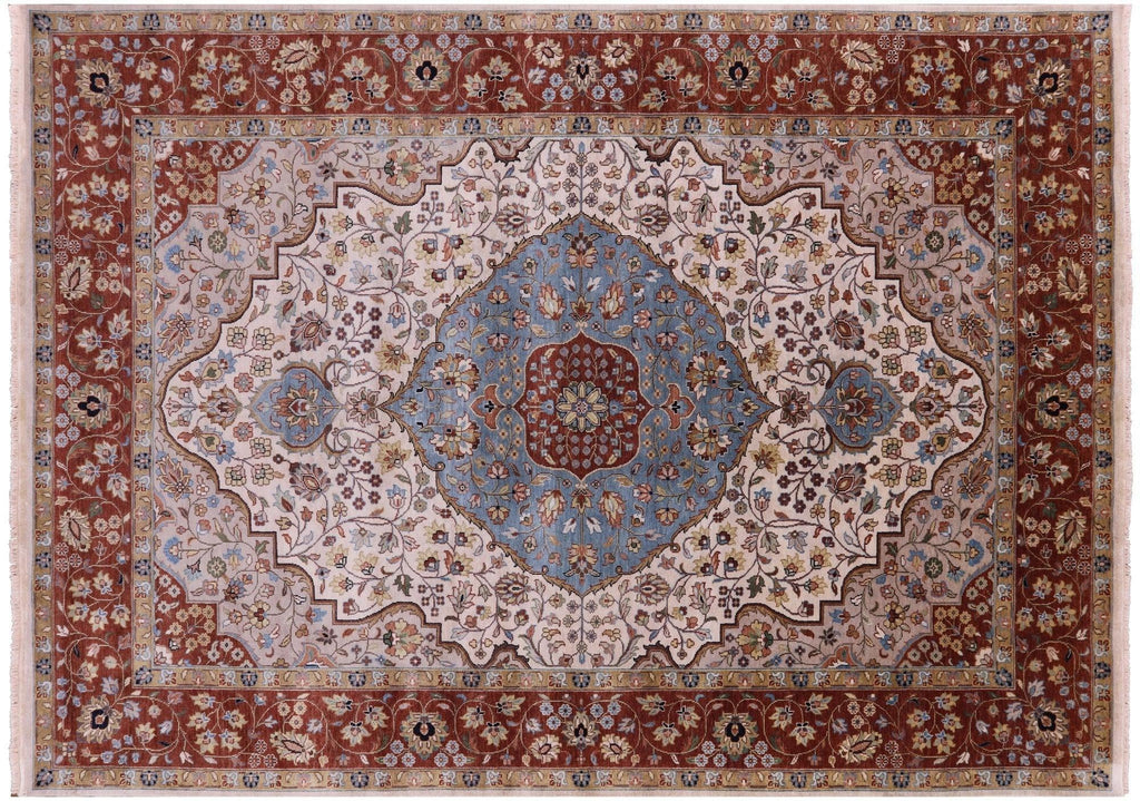 Ivory Persian Heriz Serapi Hand Knotted Wool Rug - Manhattan Rugs