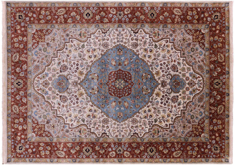 Ivory Persian Heriz Serapi Hand Knotted Wool Rug - Manhattan Rugs