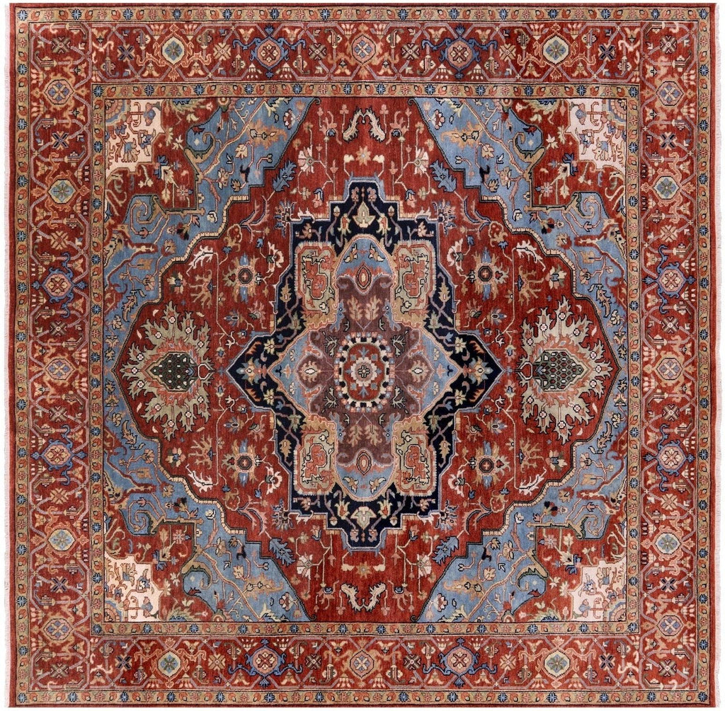 Square Persian Heriz Serapi Hand-Knotted Wool Rug - Manhattan Rugs