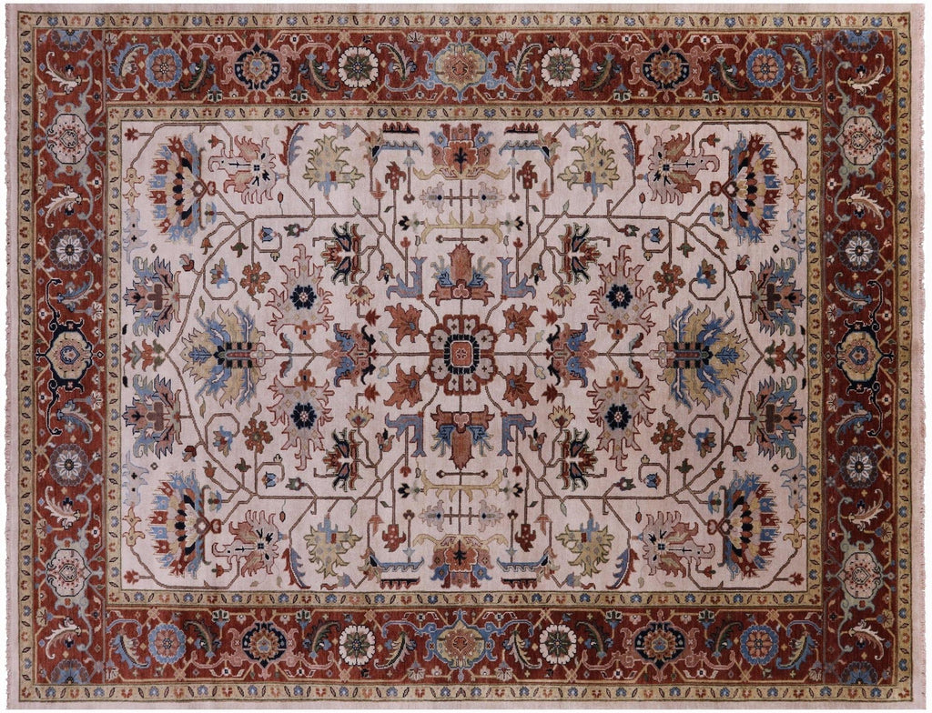 Ivory Hand Knotted Persian Heriz Serapi Wool Rug - Manhattan Rugs