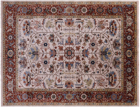 Ivory Hand Knotted Persian Heriz Serapi Wool Rug - Manhattan Rugs