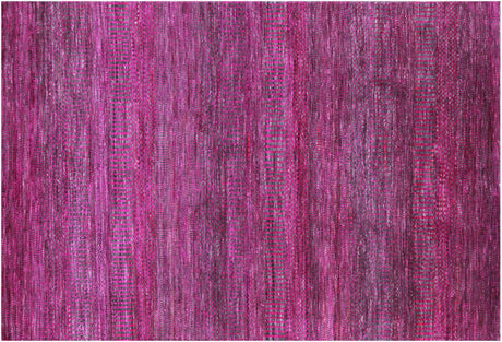 Purple Wool & Silk Super Savannah Gabbeh Hand Knotted Rug - Manhattan Rugs