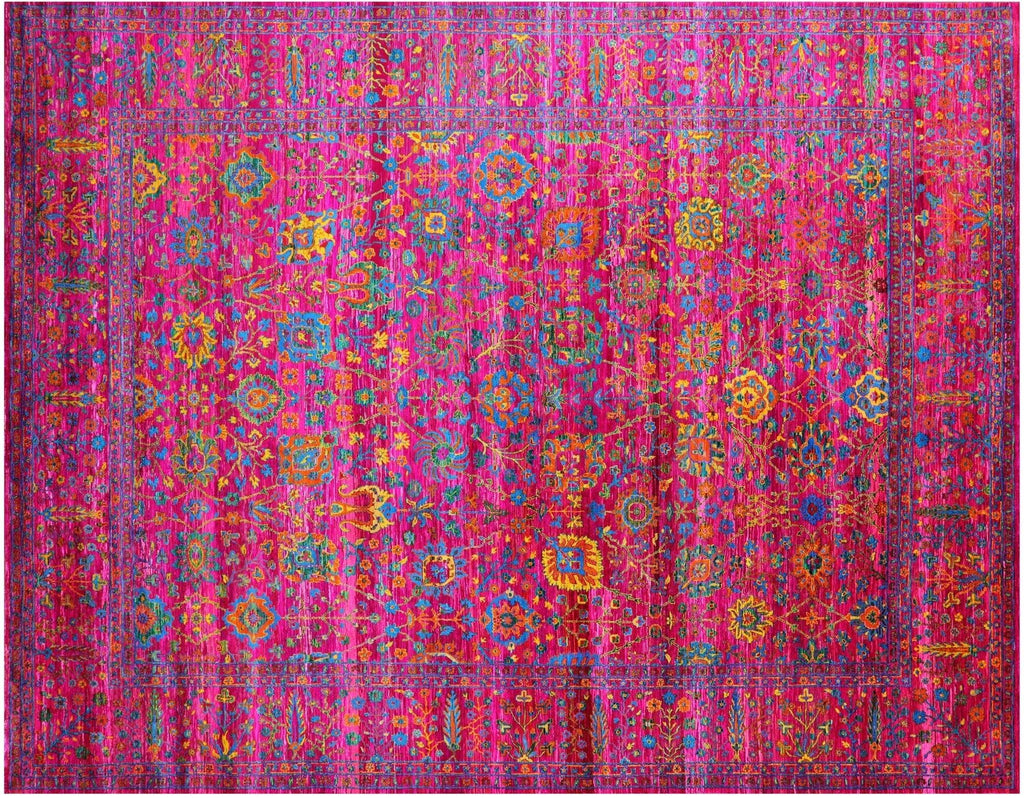 Pink Handmade Persian Tabriz 100 % Silk Rug - Manhattan Rugs