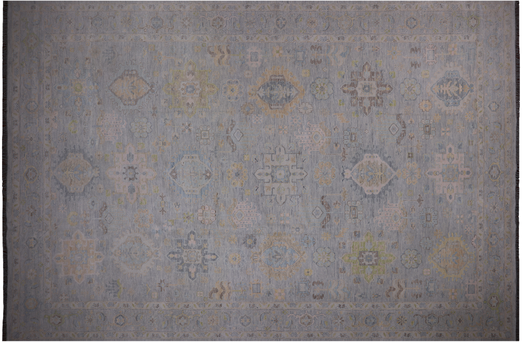 Silver 12' 1" X 18' 3" Hand-Knotted Persian Heriz Serapi Wool Rug - Q22222