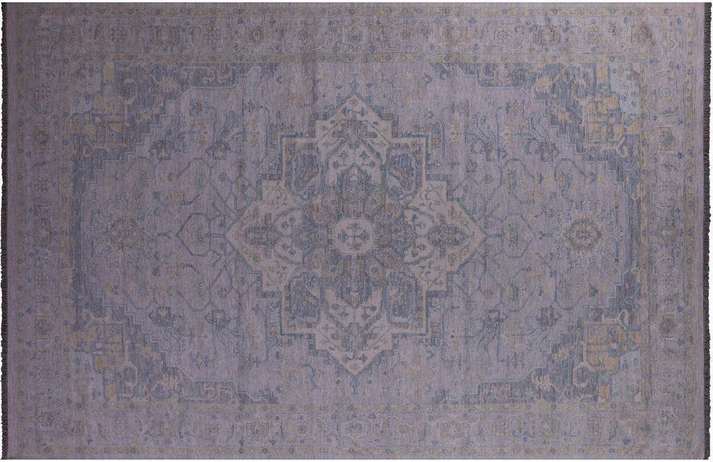 Grey Handmade Persian Heriz Serapi Wool Rug - Manhattan Rugs