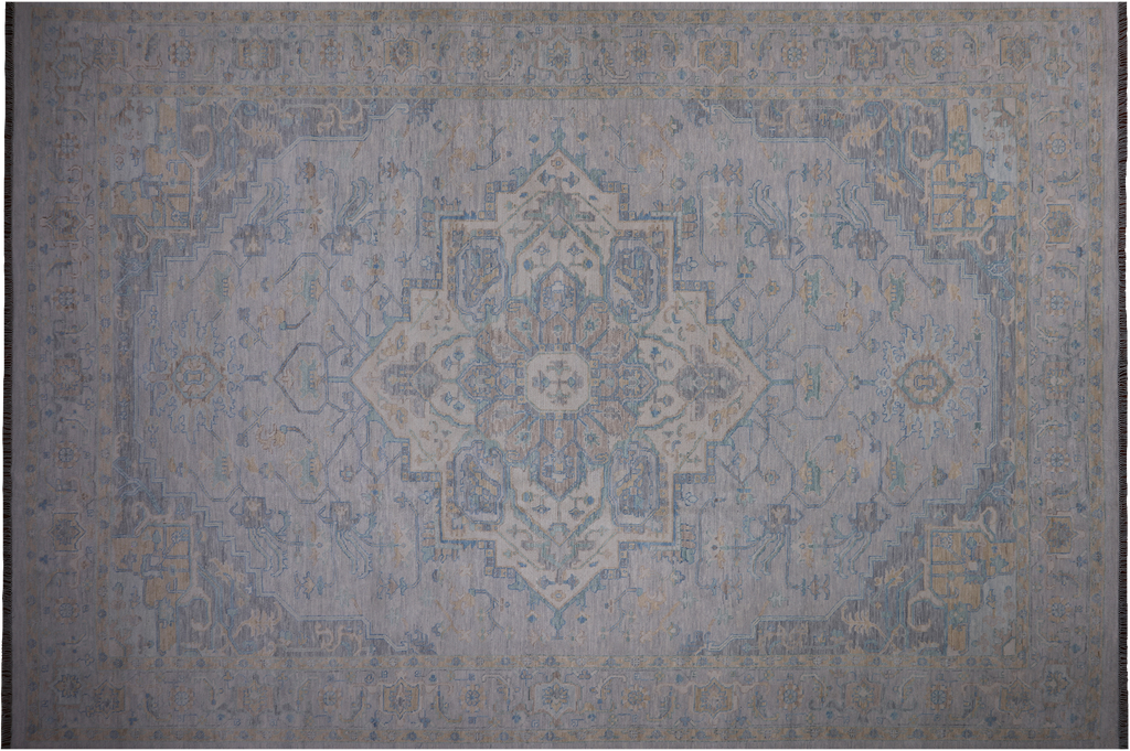 Silver Handmade Persian Heriz Serapi Wool Rug 12' 2" X 17' 10" - Q22224