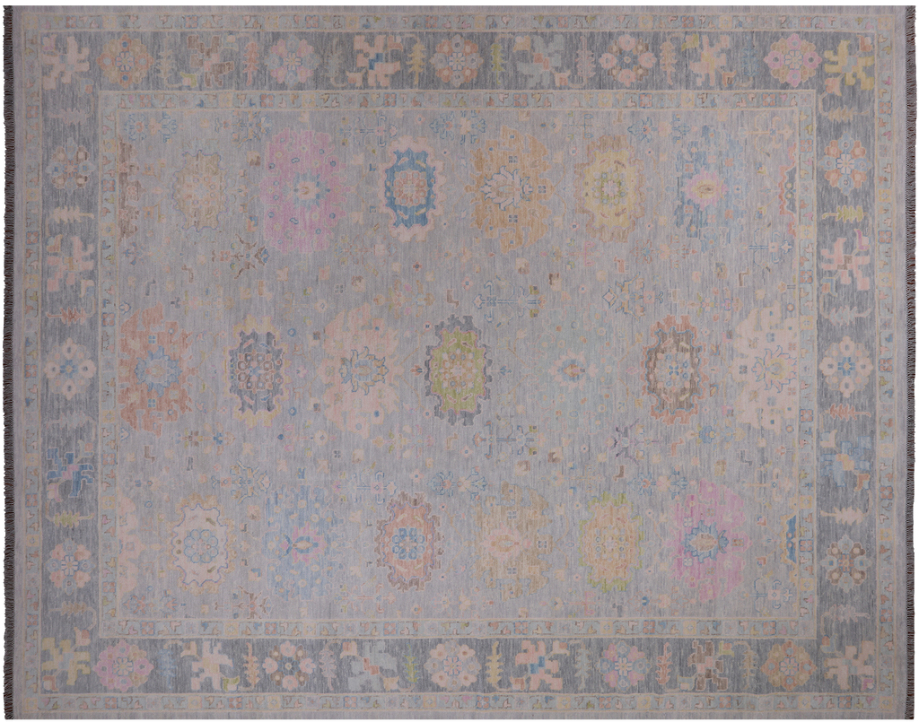SUPER SALE Silver Turkish Angora Oushak Handmade Rug 12' 0" X 14' 10" - Q22235