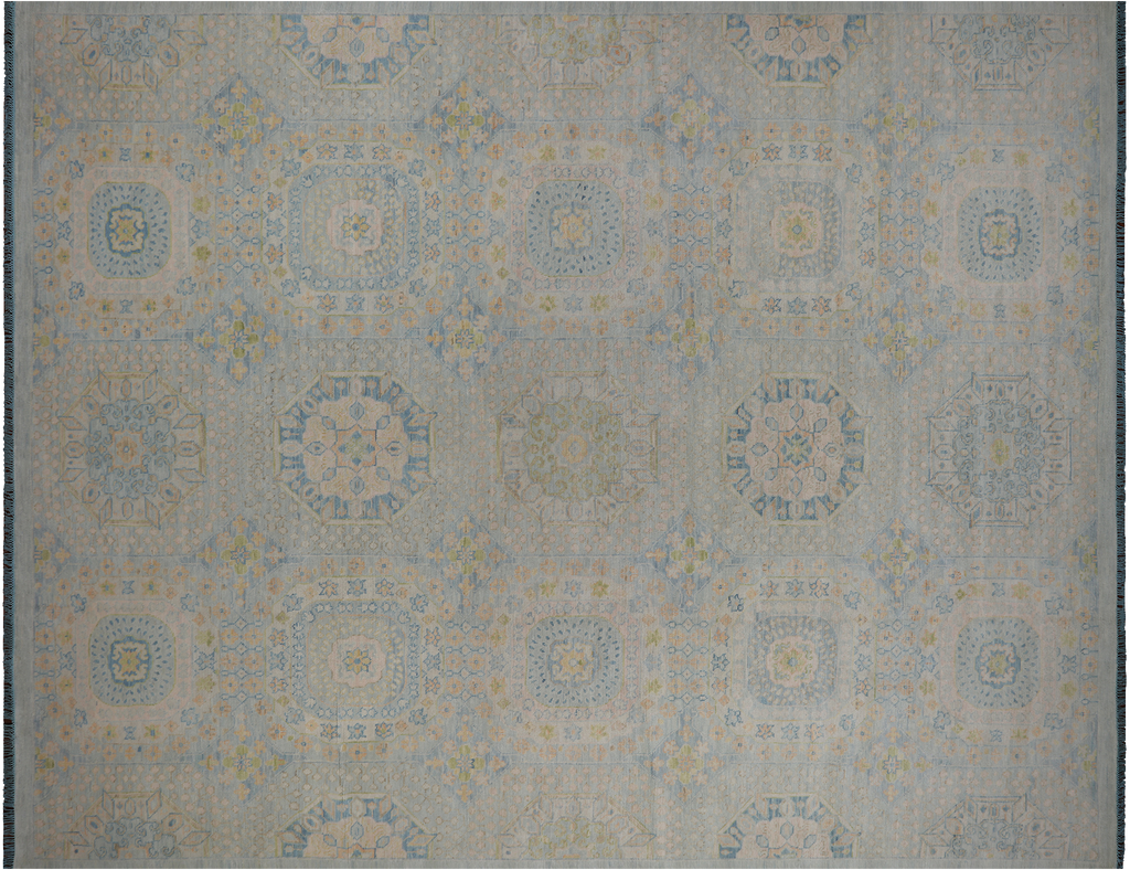 Blue 12' 1" X 15' 7" Mamluk Hand-Knotted Wool Rug - Q22238