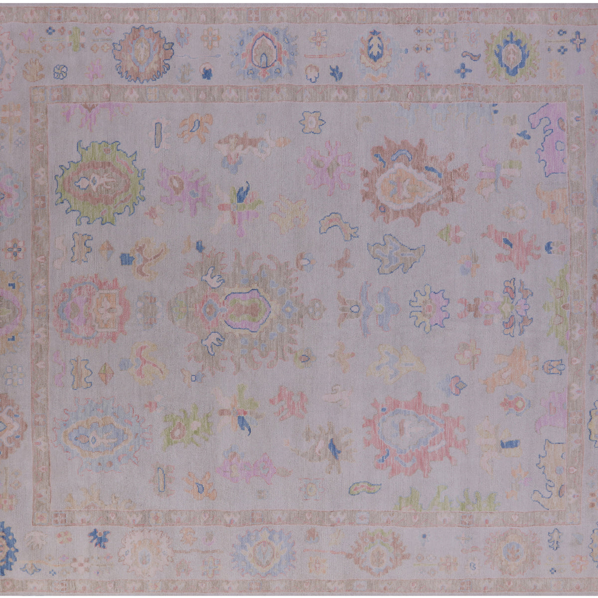 Ivory Turkish Angora Oushak Handmade Wool Rug 12' 1