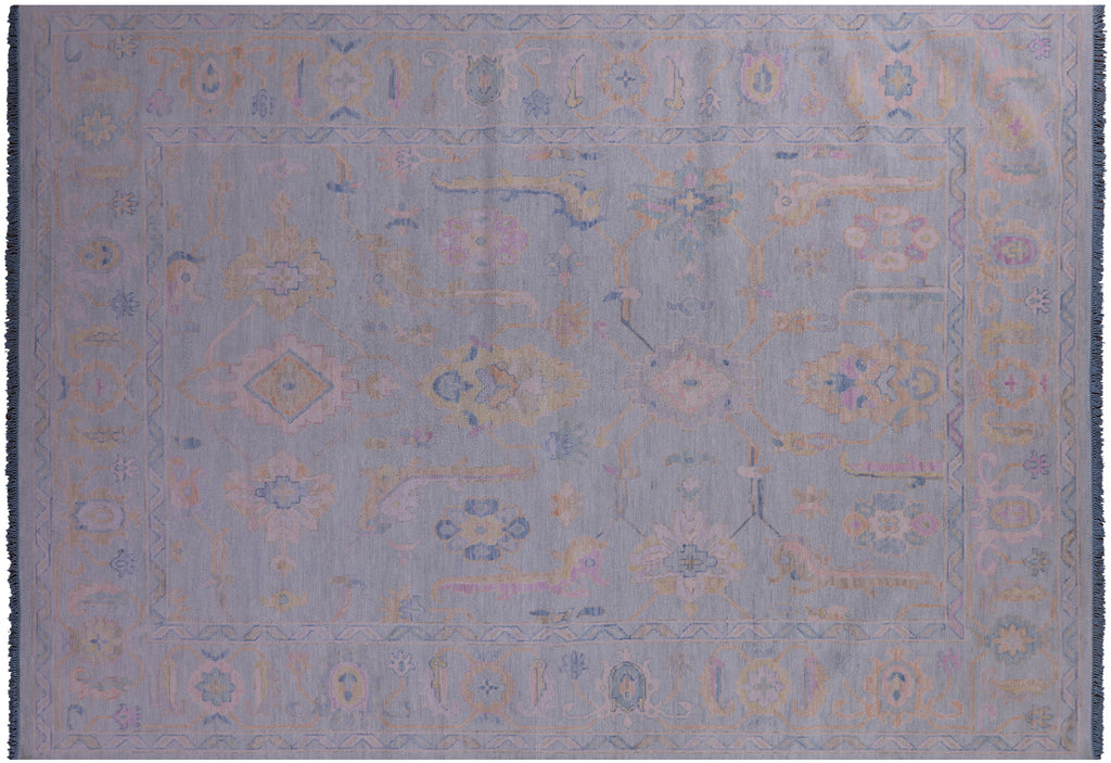 Blue Turkish Angora Oushak Handmade Rug