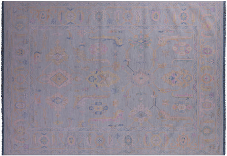 Blue Turkish Angora Oushak Handmade Rug