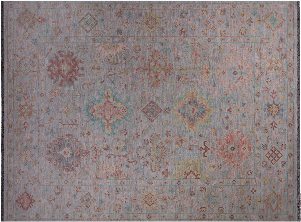 SUPER SALE Silver 10' 2" X 13' 9" Turkish Oushak Hand Knotted Wool Rug - Q22257