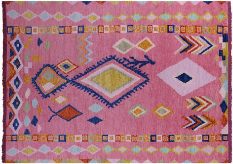 Pink Moroccan Hand-Knotted Wool Rug - Manhattan Rugs