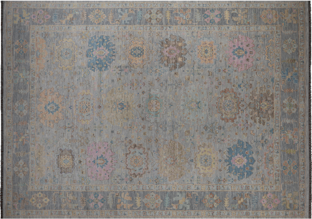 SUPER SALE Silver 10' 0" X 14' 0" Turkish Oushak Handmade Wool Rug - Q22276