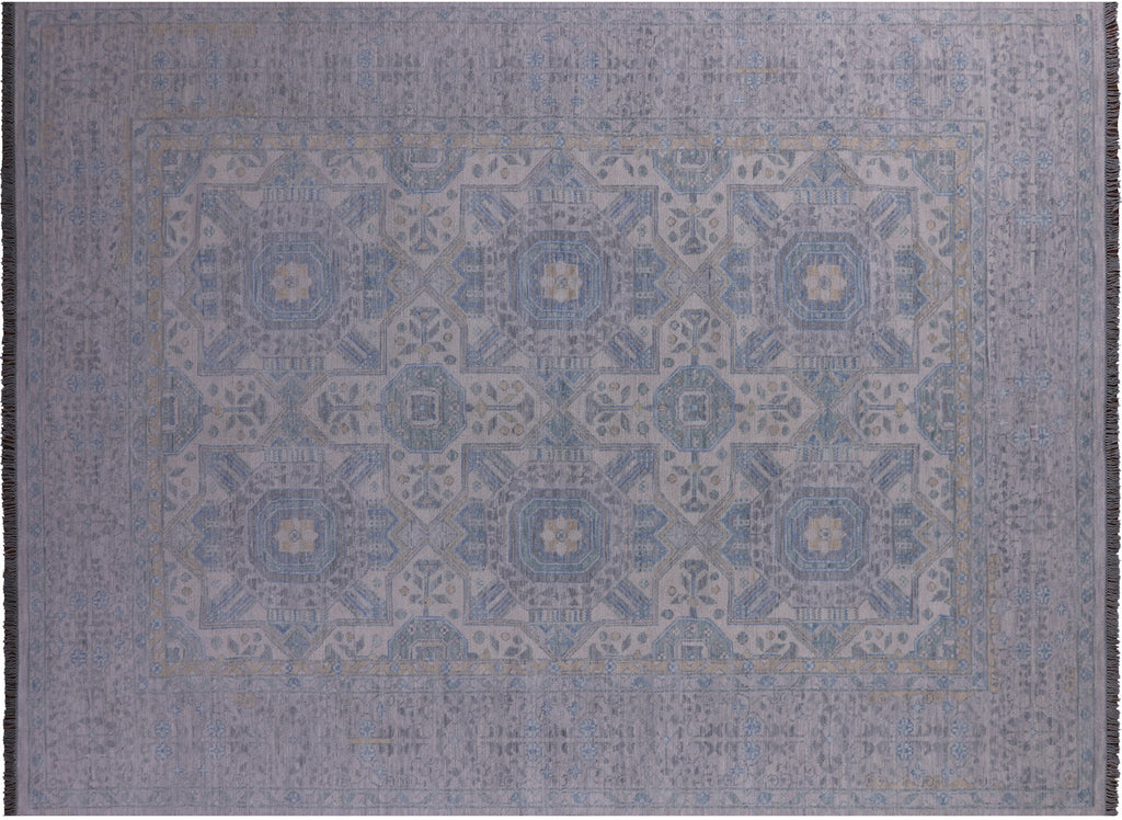 Silver 10' 2" X 13' 9" Mamluk Hand-Knotted Wool Rug - Q22280