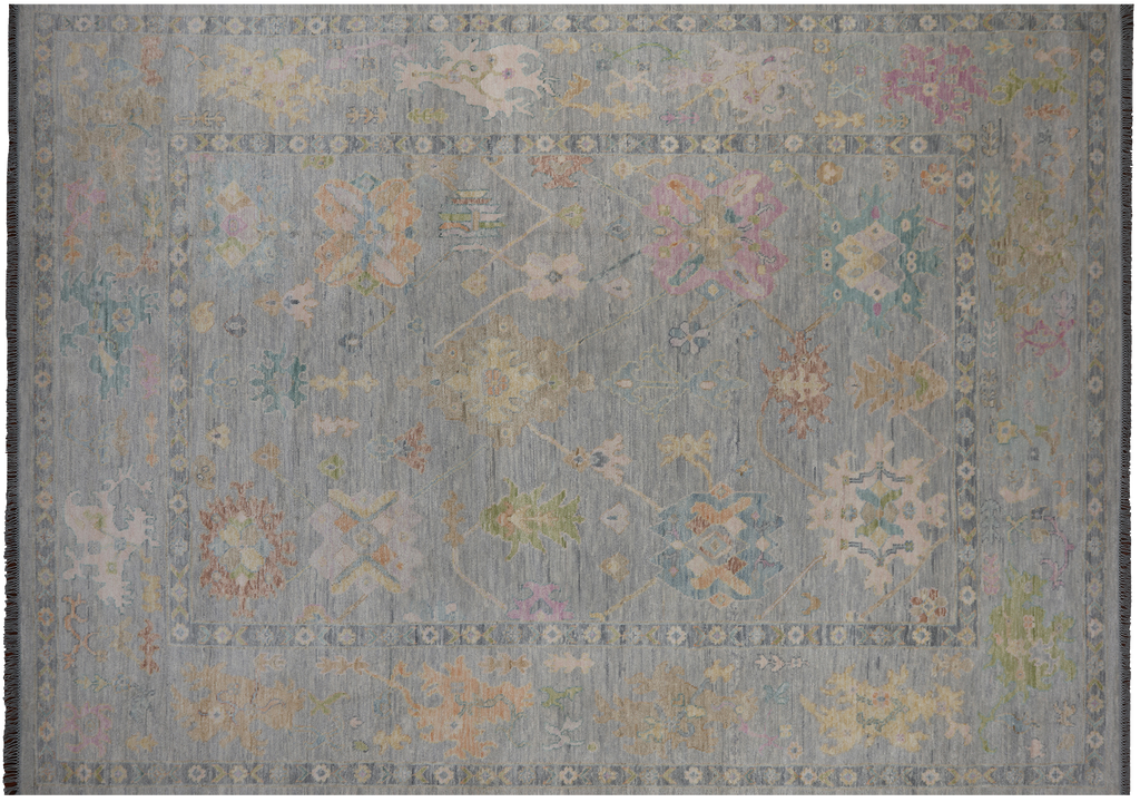 SUPER SALE Silver Turkish Oushak Hand Knotted Rug 9' 11" X 14' 1" - Q22284