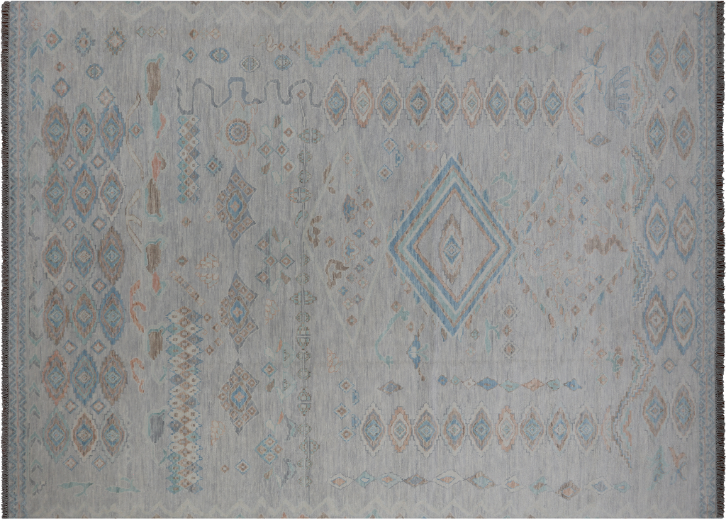 SUPER SALE Silver Handmade Moroccan Rug 10' 4" X 14' 1" - Q22291
