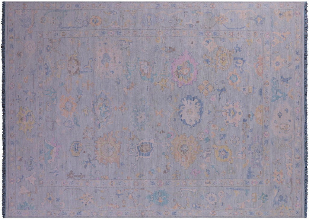 Blue Turkish Angora Oushak Hand Knotted Rug - Manhattan Rugs