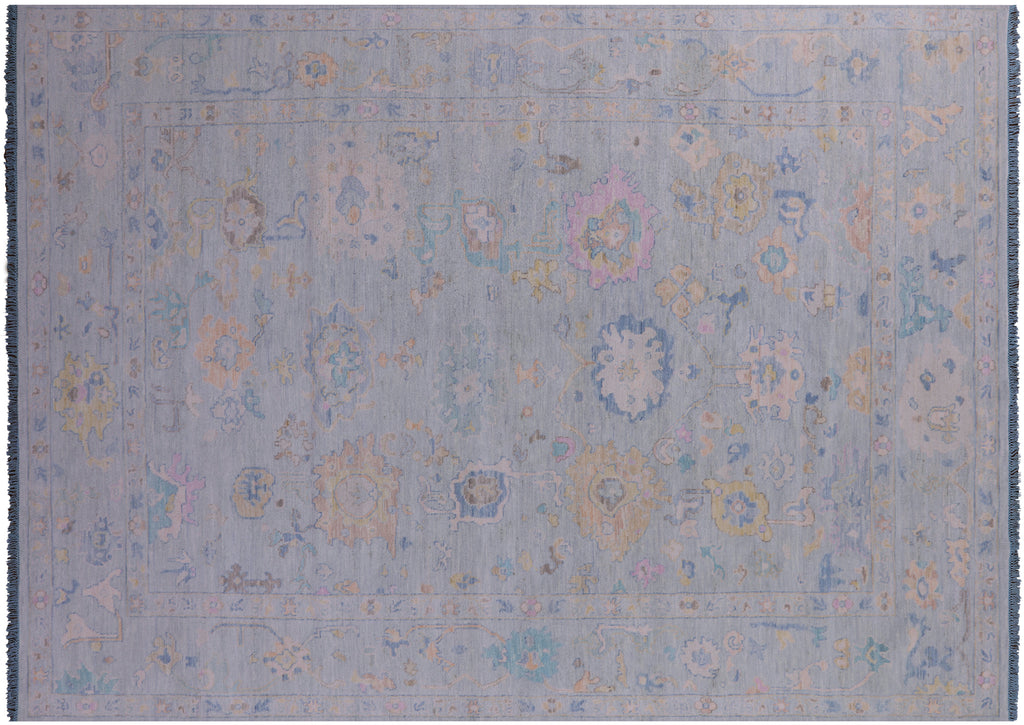 Blue 10' 0" X 13' 9" Turkish Angora Oushak Hand Knotted Rug - Q22298