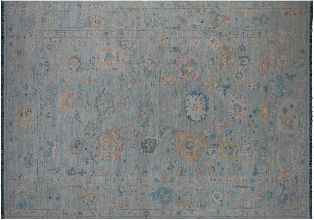 SUPER SALE Blue 10' 0" X 13' 9" Turkish Angora Oushak Hand Knotted Rug - Q22298