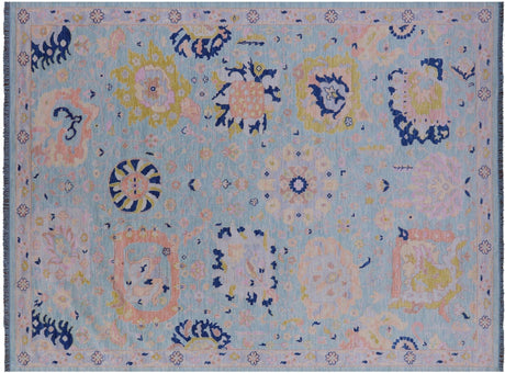 Blue Hand Knotted Turkish Angora Oushak Rug - Manhattan Rugs